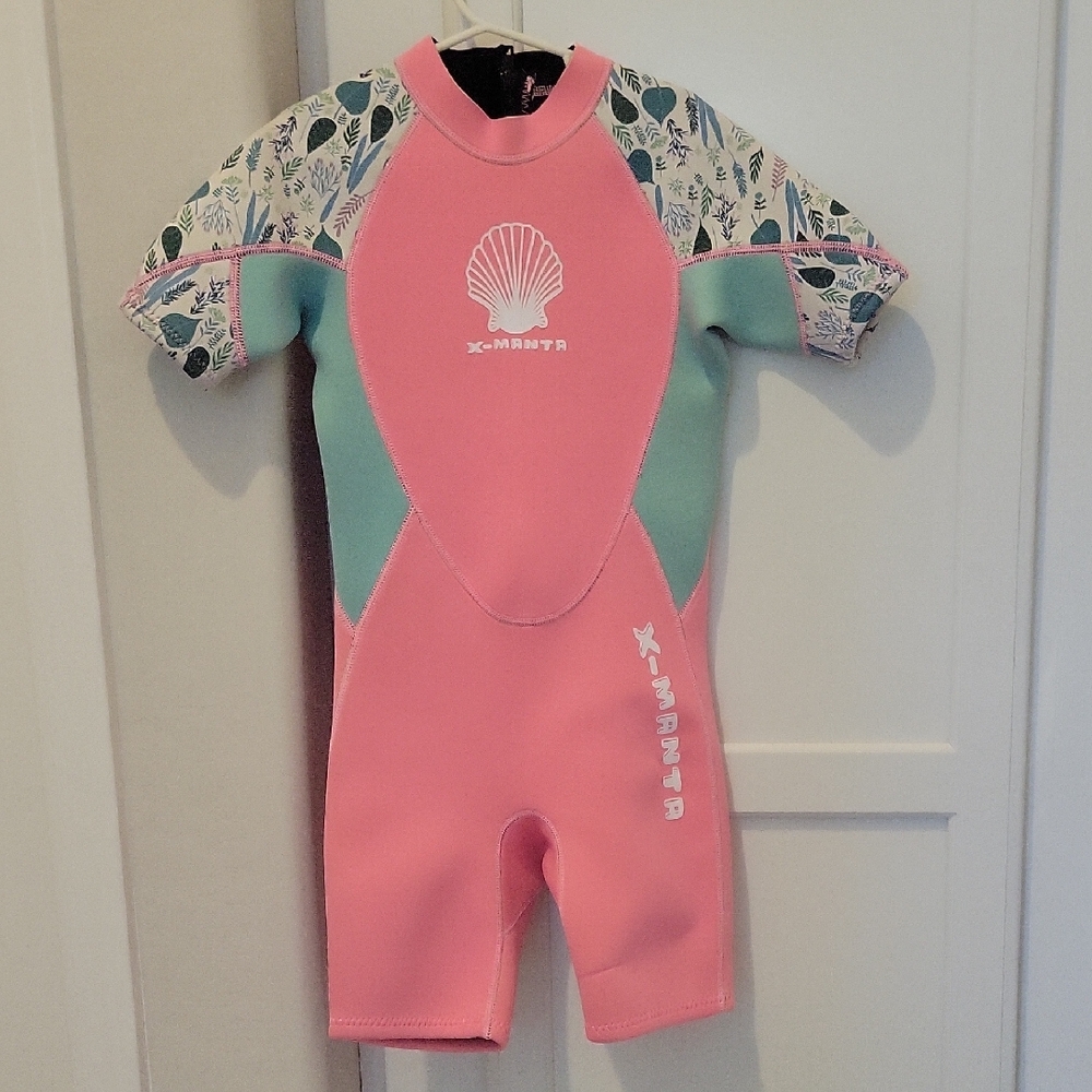 Girls Swim Wetsuit - Pink and Green